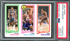 Magic Johnson Autographed 1980-81 Topps Card #18 Los Angeles Lakers Auto Grade Gem Mint 10 PSA/DNA #42350919