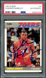 Charles Barkley Autographed 1987-88 Fleer Card #9 Philadelphia 76ers PSA/DNA #20851035