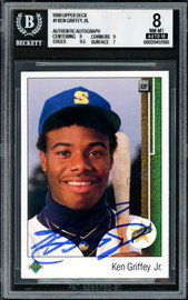 Ken Griffey Jr. Autographed 1989 Upper Deck Rookie Card #1 Seattle Mariners BGS 8 Auto Grade Gem Mint 10 Beckett BAS #20451188