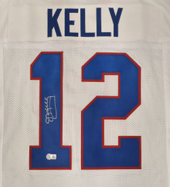Buffalo Bills Jim Kelly Autographed White Custom Jersey Beckett BAS QR #WS57490