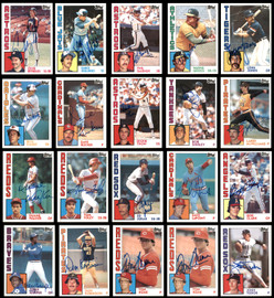 100 Count Lot of Autographed 1984 Topps Baseball Cards SKU #266495