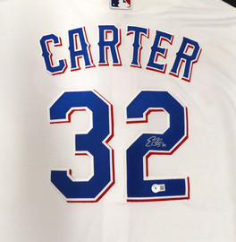 Texas Rangers Evan Carter Autographed White Nike Jersey Beckett BAS QR #W871448