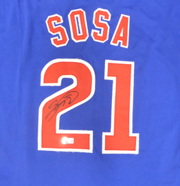 Chicago Cubs Sammy Sosa Autographed Blue Jersey Beckett BAS QR #3W369427