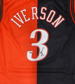 Phildelphia 76ers Allen Iverson Autographed Red Authentic Mitchell & Ness Jersey Beckett BAS QR #3W343996