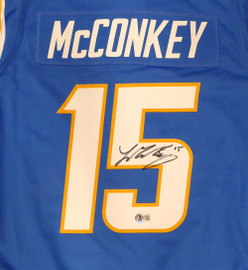 Los Angeles Chargers Ladd McConkey Autographed Blue Nike Jersey Beckett BAS QR #1W661797