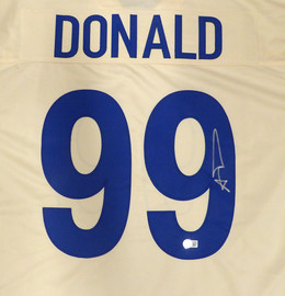 Los Angeles Rams Aaron Donald Autographed White Jersey Beckett BAS QR #1W699078