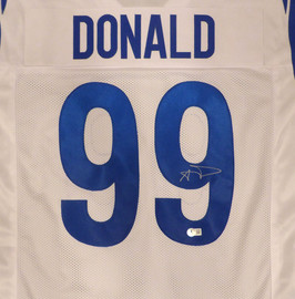 Los Angeles Rams Aaron Donald Autographed White Jersey Beckett BAS QR #1W439283