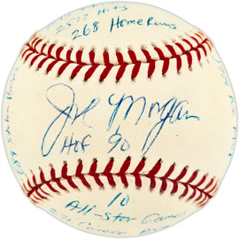 Joe Morgan Autographed Official NL Baseball Cincinnati Reds With 20 Stats Beckett BAS QR #BV44273