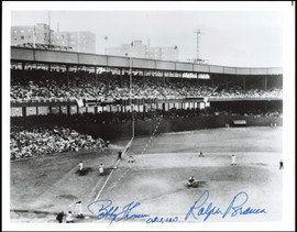 Ralph Branca & Bobby Thomson Autographed 8x10 Photo Shot Heard Round the World "Oct. 3, 1951" SKU #266893