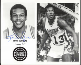 Leon Douglas Autographed Team Issued 8x10 Photo Detroit Pistons SKU #266953
