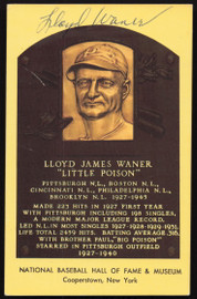 Lloyd Waner Autographed Hall of Fame Postcard Pittsburgh Pirates SKU #267026