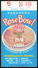 Unsigned 1978 Rose Bowl Ticket Stub Washington vs. Michigan SKU #267030