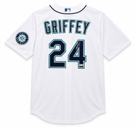 Seattle Mariners Ken Griffey Jr. Autographed White Nike Jersey Size L Beckett BAS Witness Stock #266283