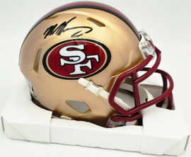 Mike Singletary Autographed San Francisco 49ers Gold Speed Mini Helmet (Smudged) Beckett BAS Witness #4W454638