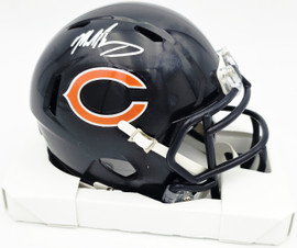 Mike Singletary Autographed Chicago Bears Blue Speed Mini Helmet (Smudged) Beckett BAS Witness #4W454907