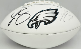 LeSean McCoy Autographed Philadelphia Eagles White Logo Football (Signed Twice) Beckett BAS Witness #2W102