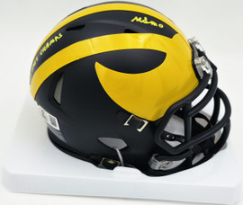 Mike Sainristil Autographed Michigan Wolverines Black Speed Mini Helmet "23 Nat'l Champs" Beckett BAS Witness #4W083686