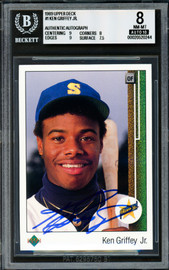 Ken Griffey Jr. Autographed 1989 Upper Deck Rookie Card #1 Seattle Mariners BGS 8 Auto Grade Gem Mint 10 Beckett BAS #20520244