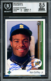 Ken Griffey Jr. Autographed 1989 Upper Deck Rookie Card #1 Seattle Mariners BGS 8.5 Auto Grade Gem Mint 10 Beckett BAS #20520245