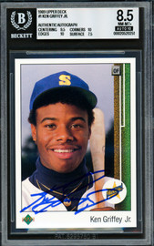 Ken Griffey Jr. Autographed 1989 Upper Deck Rookie Card #1 Seattle Mariners BGS 8.5 Auto Grade Gem Mint 10 Beckett BAS #20520251