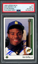 Ken Griffey Jr. Autographed 1989 Upper Deck Rookie Card #1 Seattle Mariners PSA 7 Auto Grade Gem Mint 10 PSA/DNA #161449176