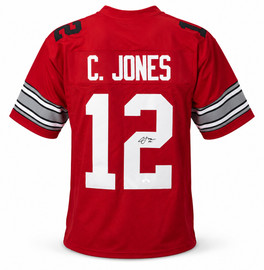 Ohio State Buckeyes Cardale Jones Autographed Red Jersey JSA Stock #267061