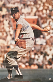 Don Drysdale Autographed 24x36 Poster Los Angeles Dodgers (Damaged) Beckett BAS QR #BR88759