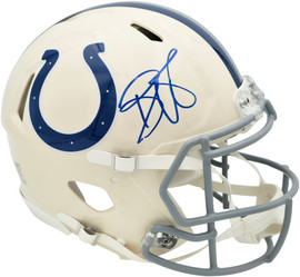 Reggie Wayne Autographed Indianapolis Colts Cream Retro Full Size Speed Authentic Helmet Beckett BAS Witness Stock #267309
