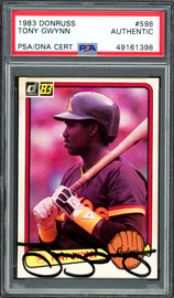 Tony Gwynn Autographed 1983 Donruss Rookie Card #598 San Diego Padres PSA/DNA #49161398