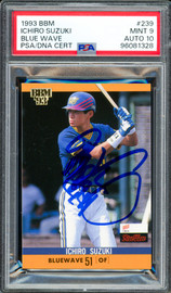 Ichiro Suzuki Autographed 1993 BBM Rookie Card #239 Orix BlueWave PSA 9 Auto Grade Gem Mint 10 (In Kanji) PSA/DNA #96081328