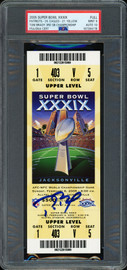 Tom Brady Autographed 2005 Super Bowl XXXIX Full Ticket New England Patriots PSA 9 Auto Grade Gem Mint 10 PSA/DNA #167394178