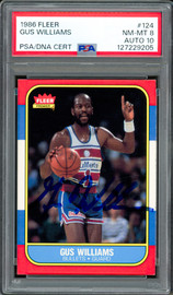 Gus Williams Autographed 1986-87 Fleer Card #124 Washington Bullets PSA 8 Auto Grade Gem Mint 10 (Highest Graded) PSA/DNA #127229205