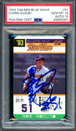 Ichiro Suzuki Autographed 1993 Takara Rookie Card #51 Orix BlueWave PSA 10 Auto Grade Gem Mint 10 "#51" (In Kanji) PSA/DNA #89895381