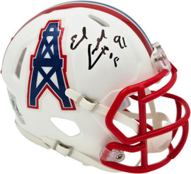 Earl Campbell Autographed Houston Oilers White 1981-98 Throwback Speed Mini Helmet "HOF 91" Beckett BAS Witness Stock #267464