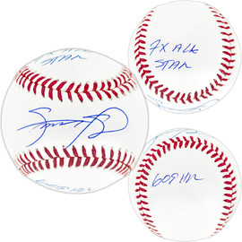 Sammy Sosa Autographed Official MLB Baseball Chicago Cubs "7x All Star & 609 HR" Beckett BAS Witness Stock #267445