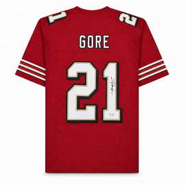 San Francisco 49ers Frank Gore Autographed Red Jersey Beckett BAS Witness Stock #267389