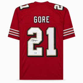 San Francisco 49ers Frank Gore Autographed Red Jersey Beckett BAS Witness Stock #267391