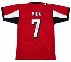 Atlanta Falcons Michael Vick Autographed Red Jersey Beckett BAS Witness Stock #267501