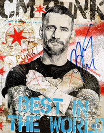 CM Punk Autographed 11x14 Photo WWE Best In The World Beckett BAS QR Stock #267582