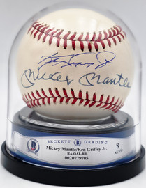 Mickey Mantle & Ken Griffey Jr. Autographed Official AL Baseball Auto Grade Near Mint/Mint 8 Beckett BAS #20779705