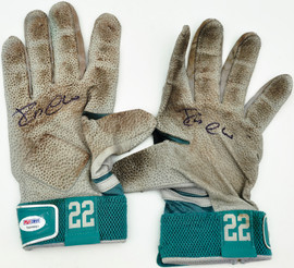 Robinson Cano Autographed Teal & Gray Nike MVP Elite Pro Game Used Batting Gloves Seattle Mariners 2014 PSA/DNA (Dual Signed) Stock #267768