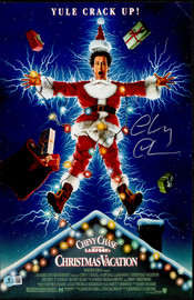 Chevy Chase Autographed 11x17 Christmas Vacation Movie Poster Clark Griswold Beckett BAS QR #BW23231