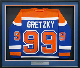 Edmonton Oilers Wayne Gretzky Autographed Framed Blue Authentic Mitchell & Ness Vintage Throwback 1986-1987 Jersey UDA Holo Stock #267455