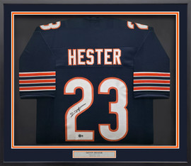 Chicago Bears Devin Hester Autographed Framed Blue Jersey Beckett BAS QR Stock #267818
