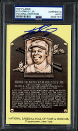 Ken Griffey Jr. Autographed Hall of Fame HOF Plaque Postcard Seattle Mariners PSA/DNA #85897876