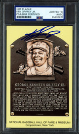 Ken Griffey Jr. Autographed Hall of Fame HOF Plaque Postcard Seattle Mariners PSA/DNA #85897871
