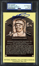 Ken Griffey Jr. Autographed Hall of Fame HOF Plaque Postcard Seattle Mariners PSA/DNA #85897845