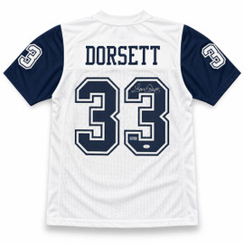 Dallas Cowboys Tony Dorsett Autographed White Jersey JSA Witness Stock #267914
