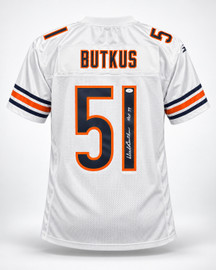 Chicago Bears Dick Butkus Autographed White Reebok Gridiron Classics Jersey Size L "HOF 79" JSA Stock #267919