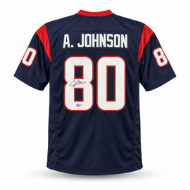 Houston Texans Andre Johnson Autographed Blue Jersey Beckett BAS Witness Stock #267653